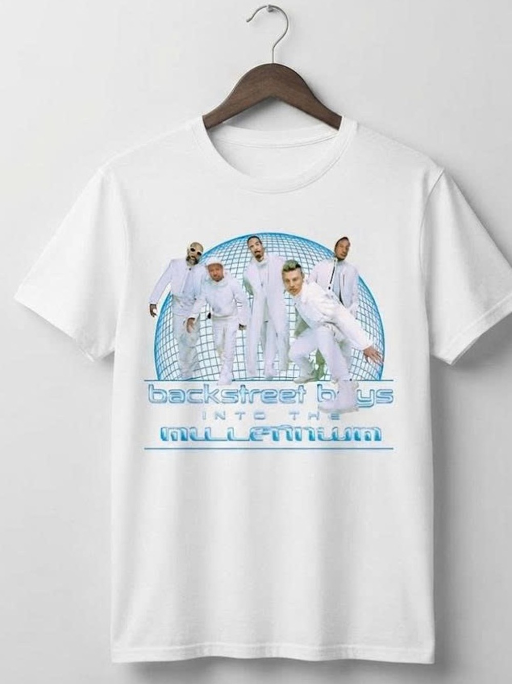 White Tee with Blue Backstreet Boys Graphic